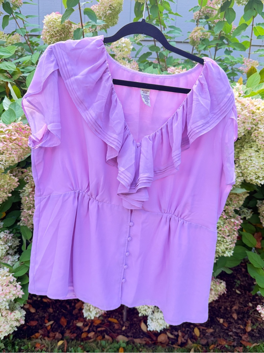 Covington Lilac Ruffle V-Neck Blouse